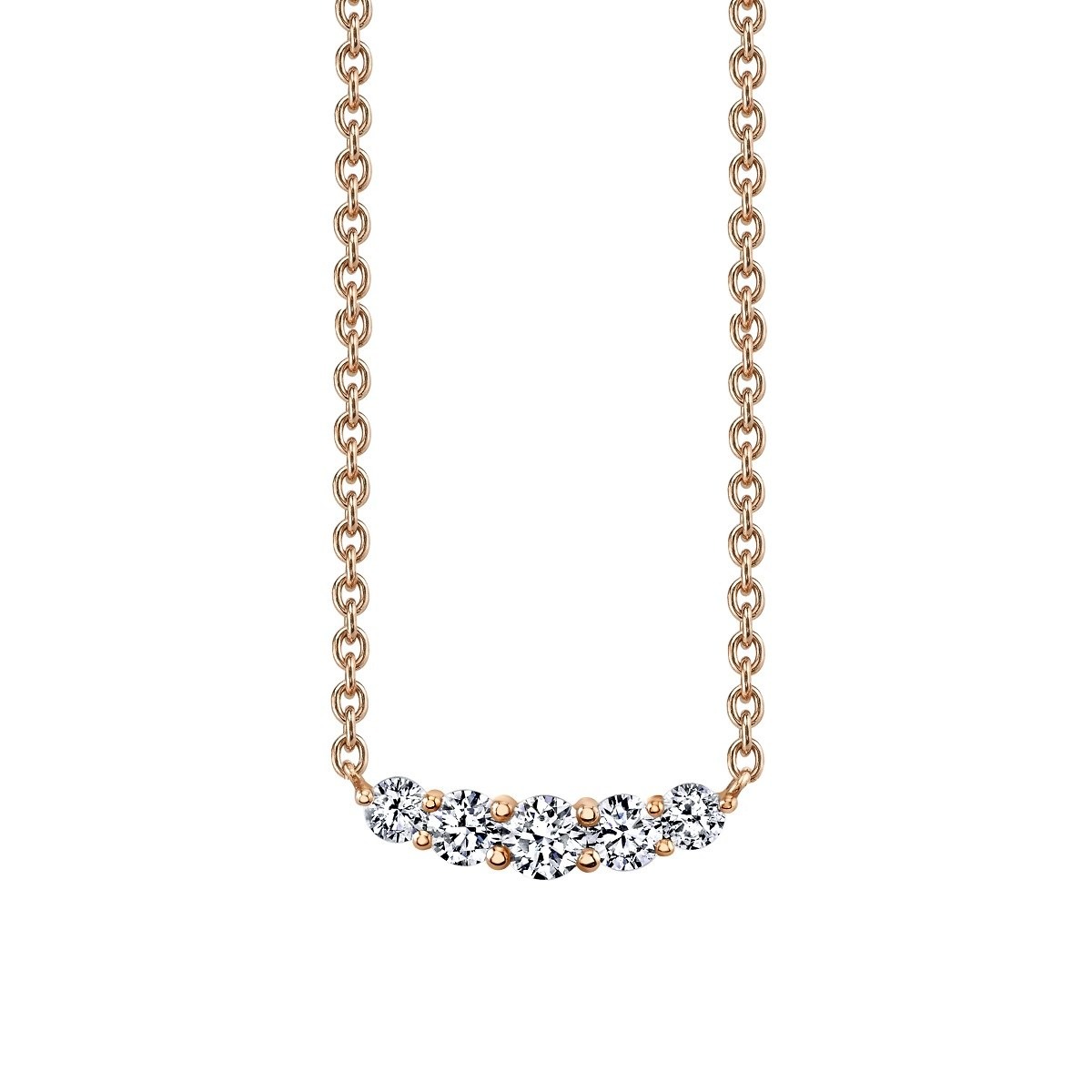 Five Stone Curve Necklace, top view