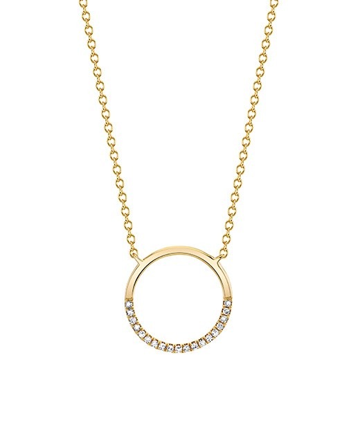 Pave Open Circle Necklace, top view