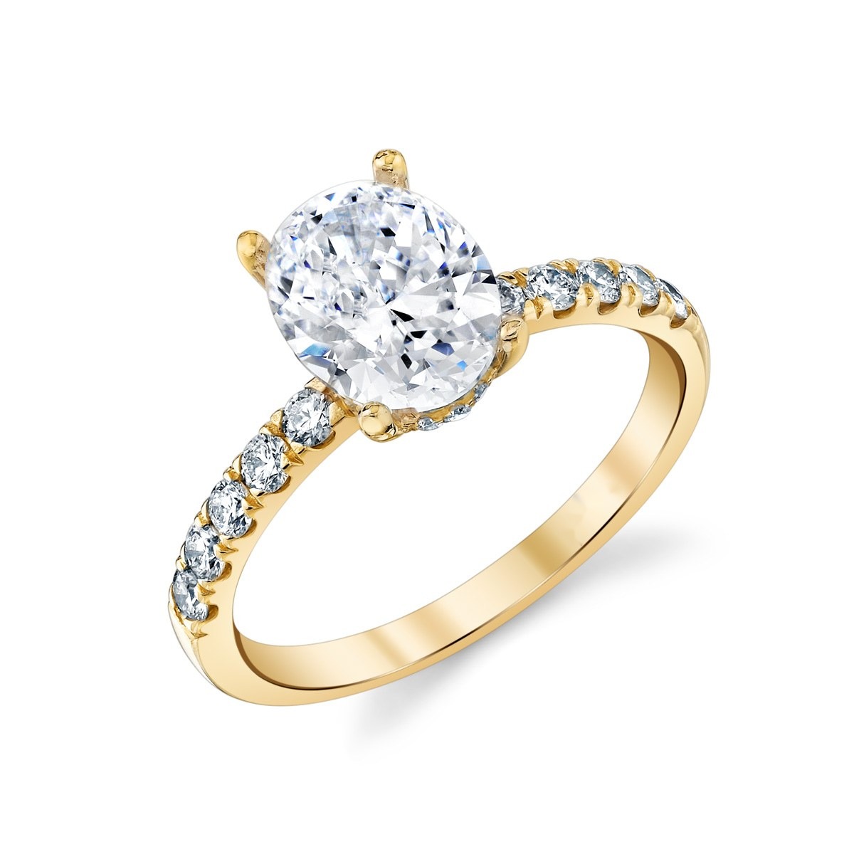 Tall Oval Pavé Ring, top view