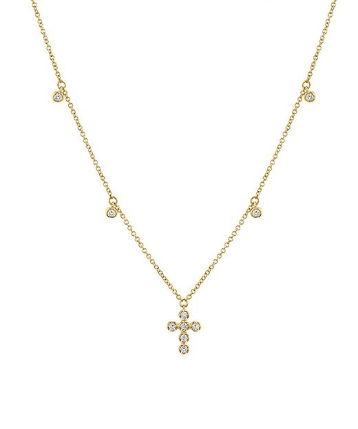 Cascade Cross Necklace, top view