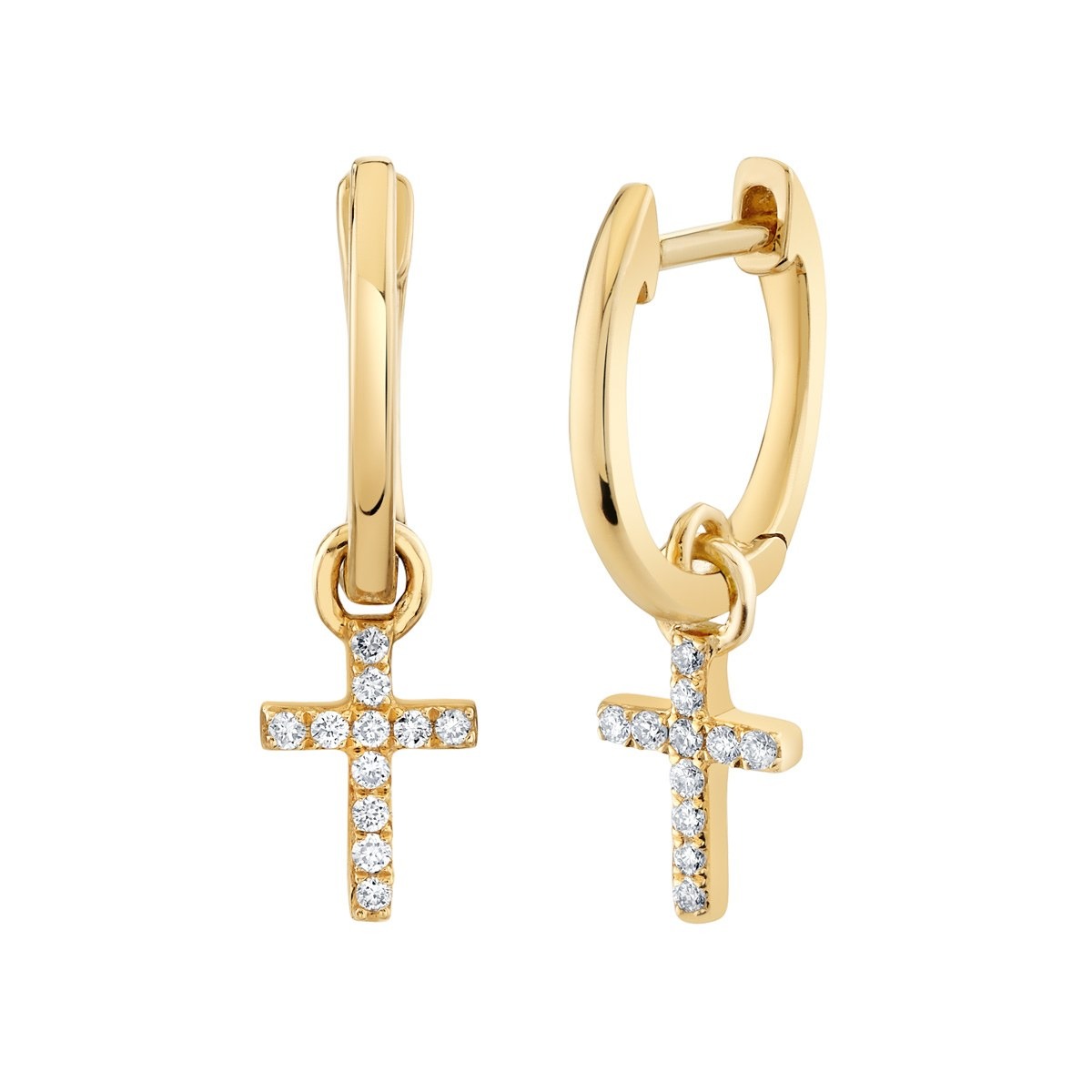 Cross Charm Huggies, top view