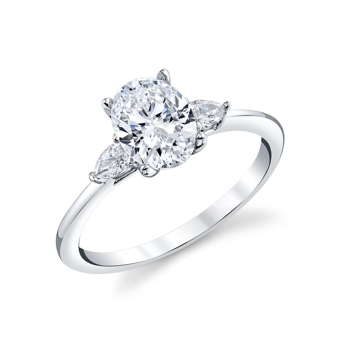 Slender Three-Stone Ring, top view