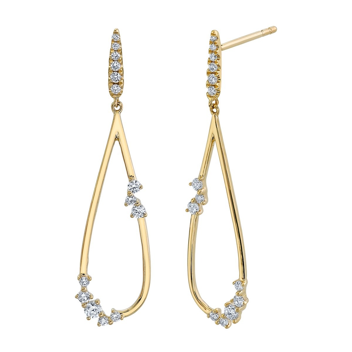 Open Teardrop Cluster Earrings, top view
