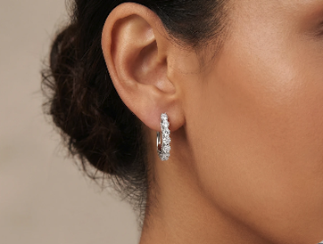 Diamond huggie hoop earrings