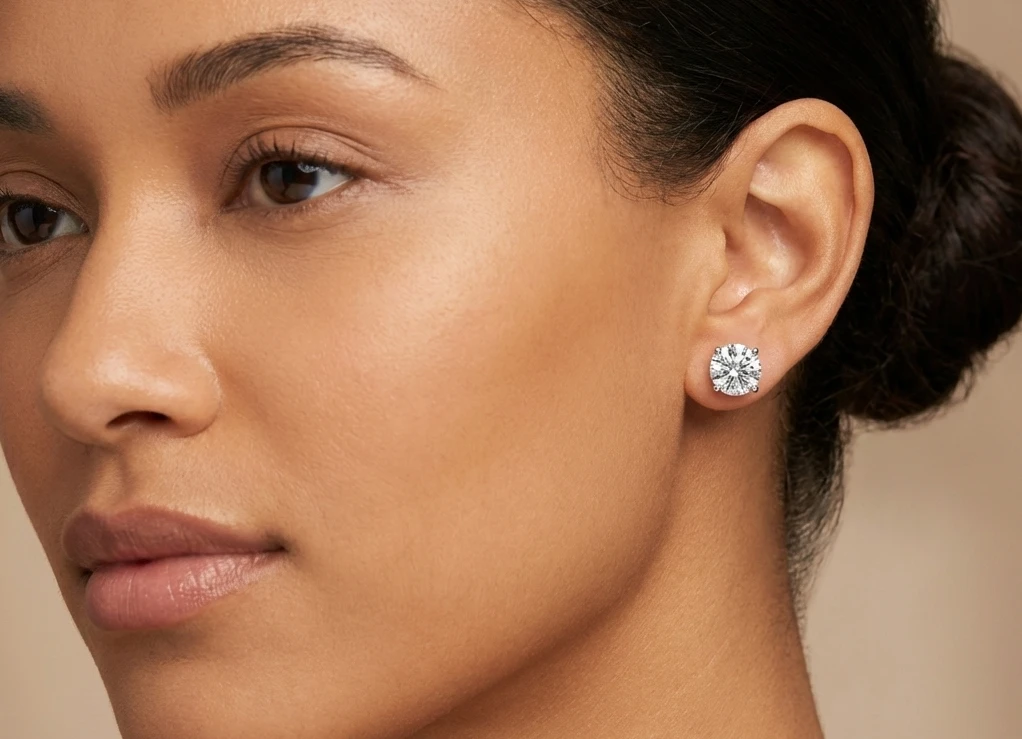 Round brilliant diamond studs