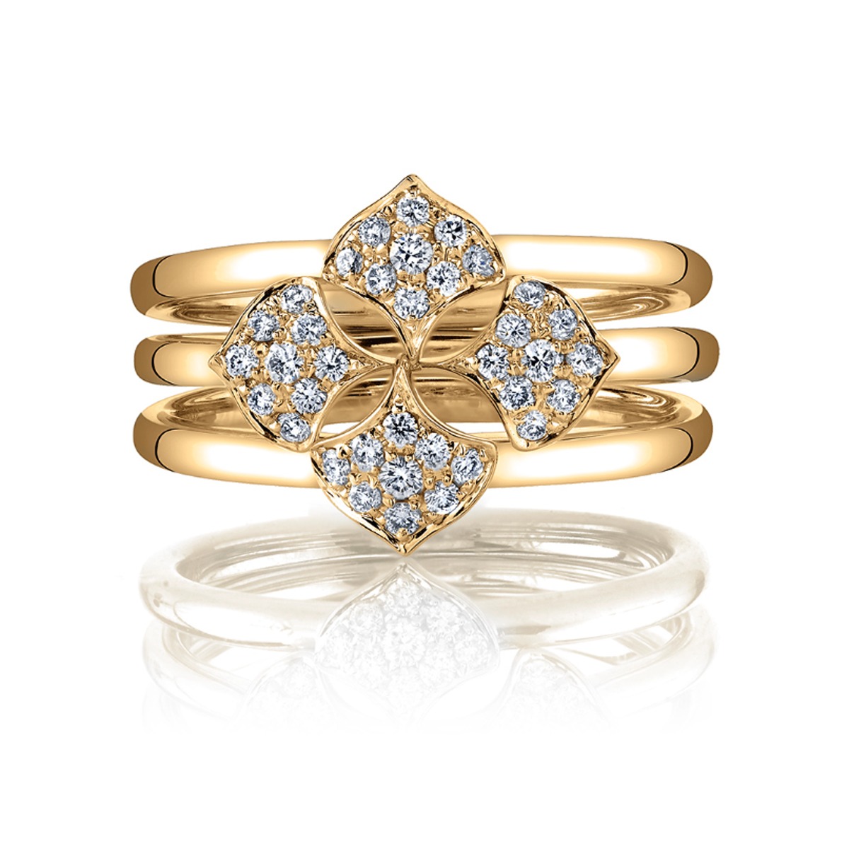 Pavé Petal Triple Band, top view