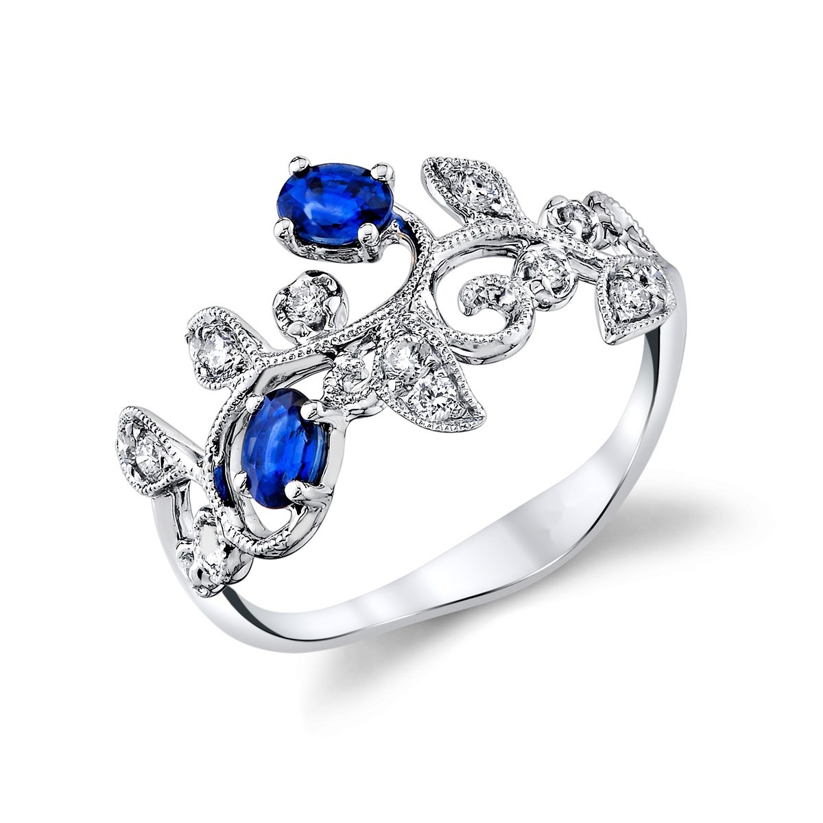 Twin Sapphire Scroll Band, top view