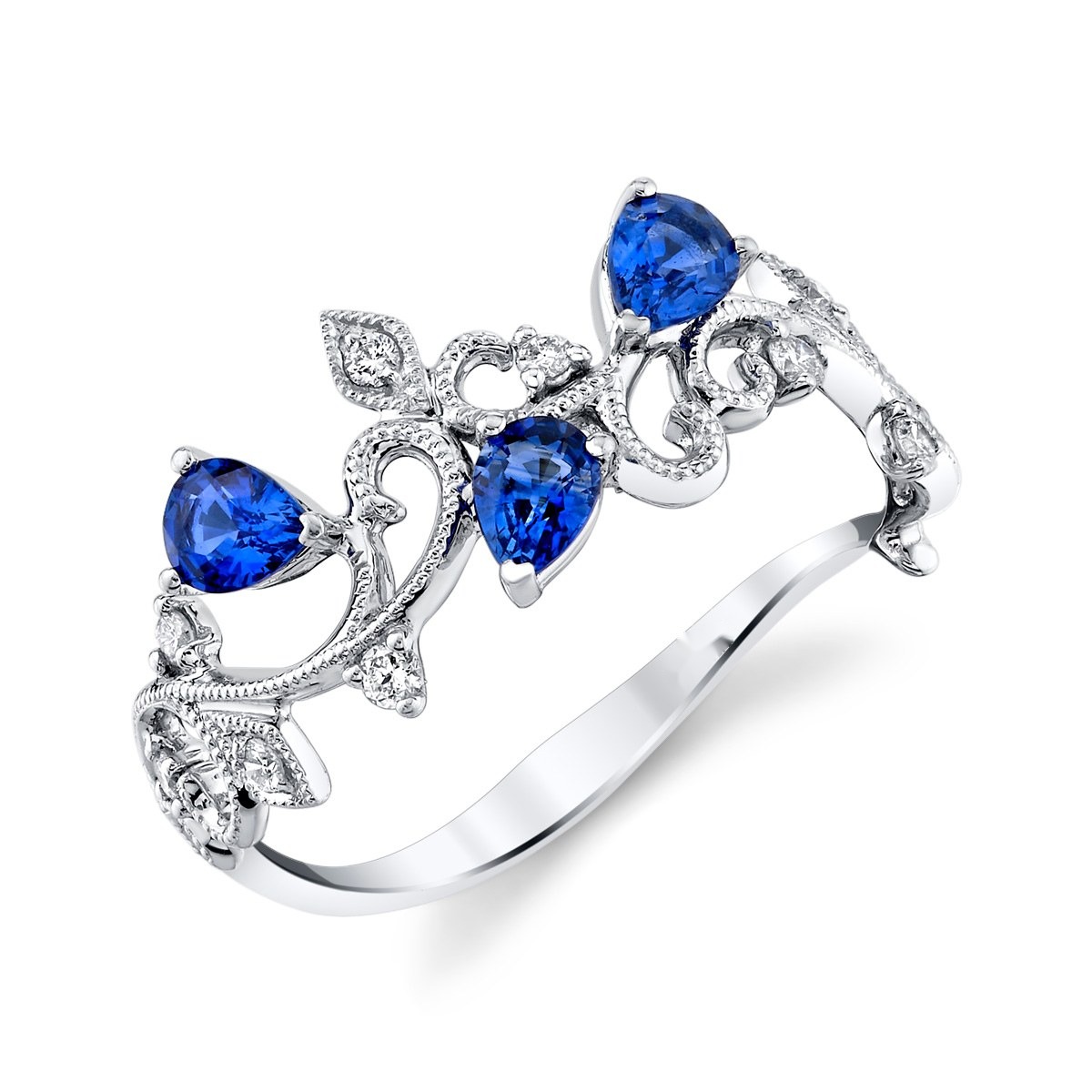 Pear Sapphire Vine Band, top view