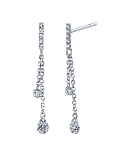 Pave Pear Chain Drops, top view