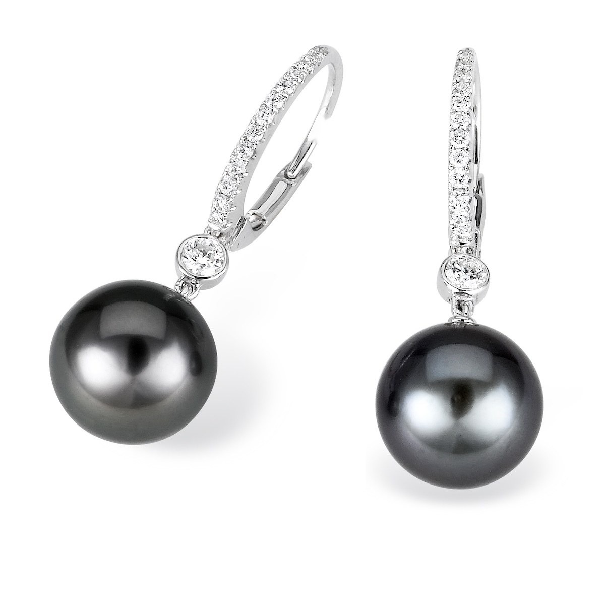 Black Pearl Hoop Drops, top view