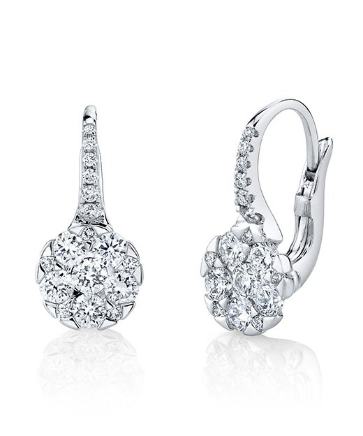 Pave Cluster Charm Hoops, photo 1