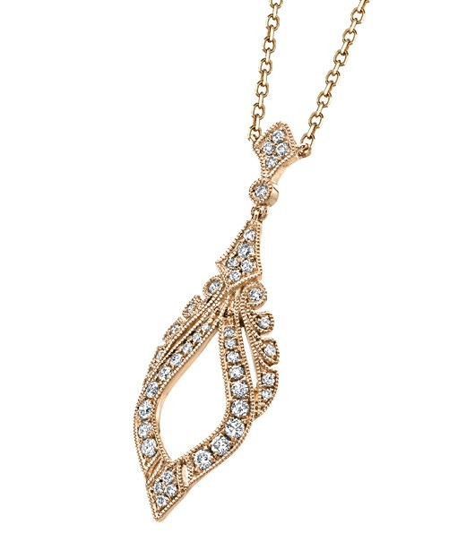 Milgrain Scroll Necklace, top view