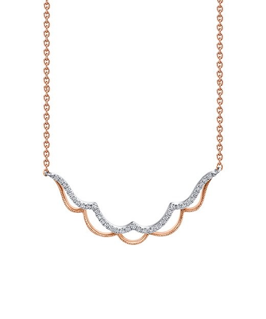 Two-Tone Wave Necklace, top view