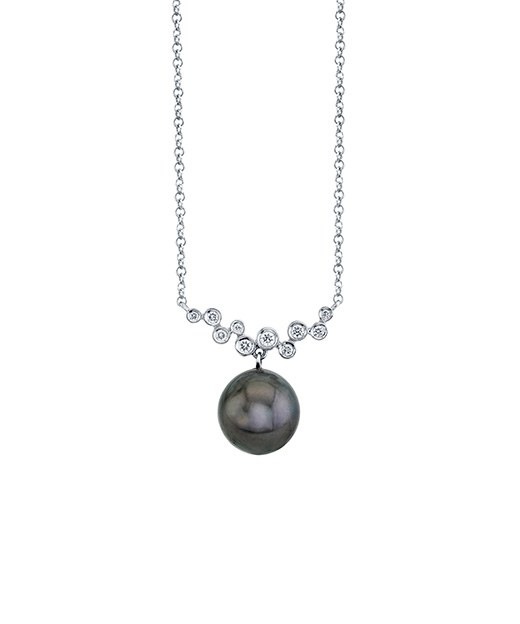 Pearl Fringe Necklace, top view