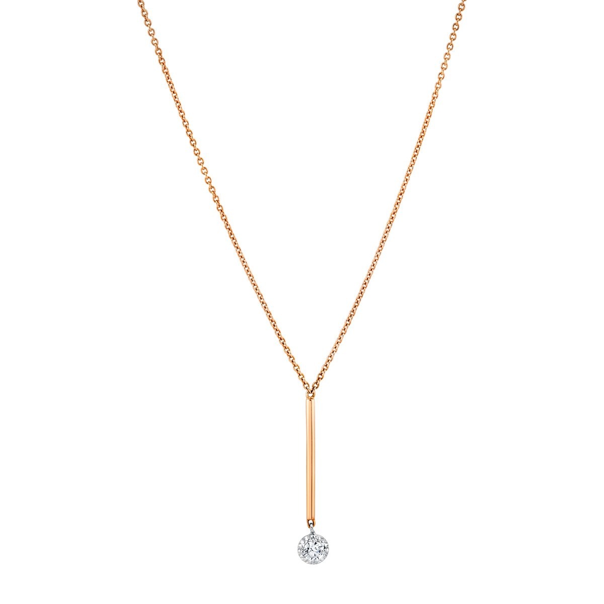Diamond-Tipped Bar Necklace, top view