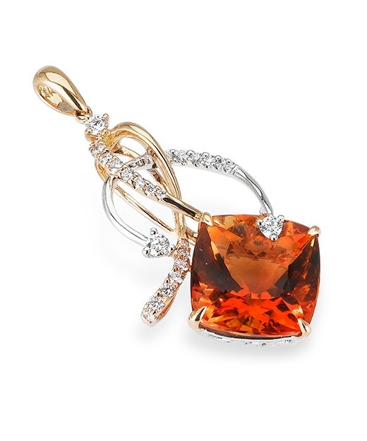Citrine Curl Pendant, top view