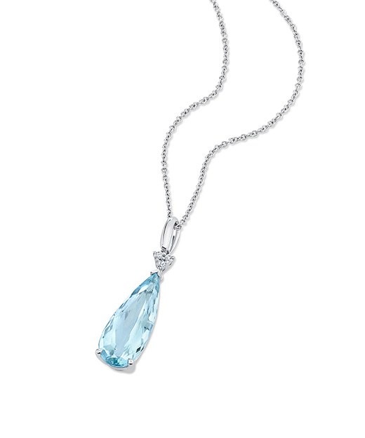 Aquamarine Teardrop Pendant, top view