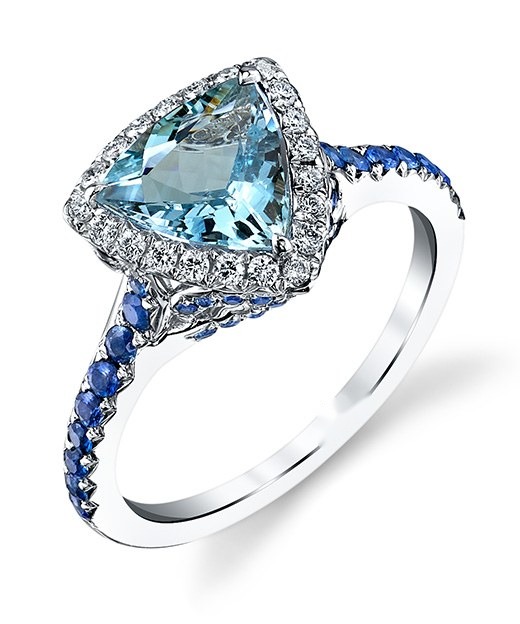 Aquamarine Pedestal Ring, top view