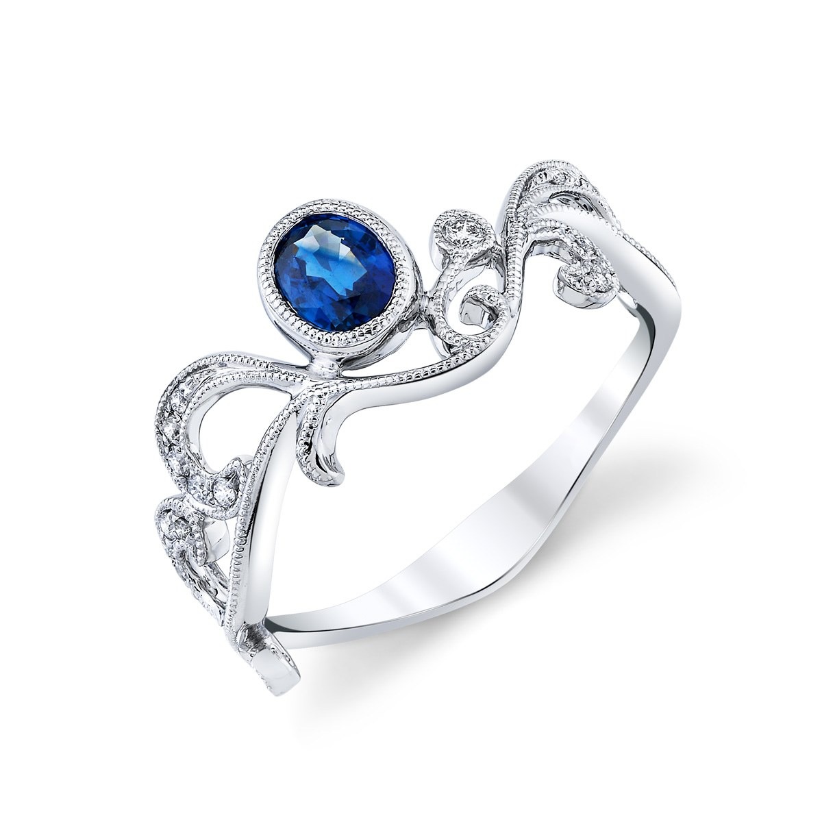 Bezel Sapphire Filigree, top view